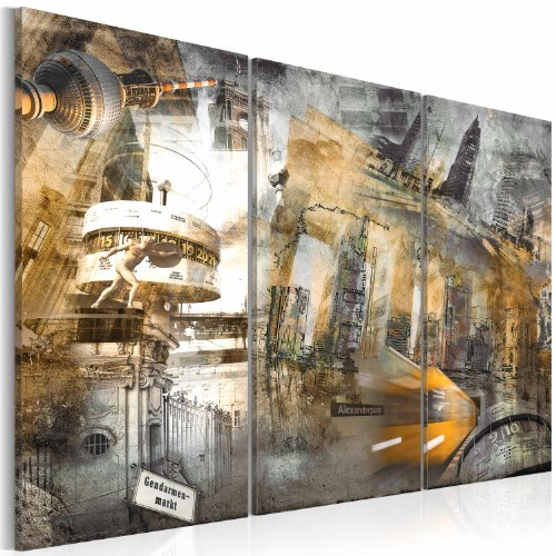 B&D XXL - Wandbilder XXL Berlin 135x90 cm Vlies Leinwandbild 3 Teilig Kunstdruck modern Wandbilder XXL Wanddekoration Design Wand Bild - Deutschland Denkmale Germany Abstrakt 020113-283
