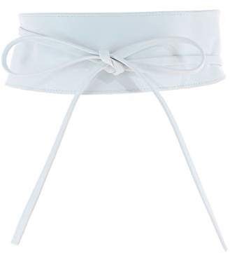 FASHIONGEN - Echtem Rindsleder Vollnarbenleder Obi Gürtel für Damen, Bindgürtel, CASSIANE - Weiß, S-M