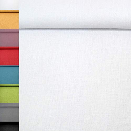 MAGAM-Stoffe Helena Bauernleinen 100% Leinen Stoff Uni Oeko-Tex Meterware 50cm (01. Weiß)