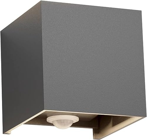 Klighten 12W Aussenlampe Außenwandleuchte mit Bewegungsmelder, Außenlampe mit bewegungsmelder Einstellbarer Lichtstrahl, Wandleuchte mit Bewegungsmelder Außen/Innen für Weg,IP65,2700K Dunkelgrau