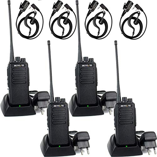 Retevis RT1 Funkgerät Große Reichweite, Handfunkgerät Lange Reichweite mit Headset, 3000mAh 1750Hz Hohe Energie, Professionelles Walkie Talkie für Sicherheit, Baustelle (Schwarz, 4 Stück)