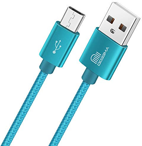 TheMax Micro USB Cable [3.3ft/1m] Nylon Braided Android Charger USB Charging Cable Compatible with Samsung Galaxy J3/J5/J7/S7/S5/, Kindle, Nexus, Nokia,Huawei, HTC, LG (3.3ft/1m, Bright Blue)