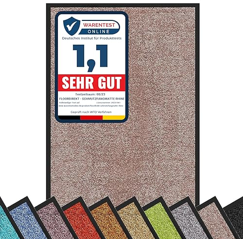 casa pura Schmutzfangmatte Rhine, Fußmatte, Türmatte für Eingangsbereich, Fußabtreter, Türvorleger, Sauberlaufmatte (90x120 cm, Beige-Rosé)