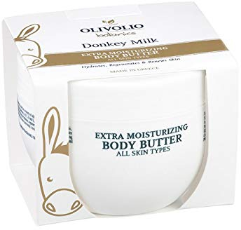 Olivolio botanics 92% natürliche extra feuchtigkeitsspendende Body Butter/Körperbutter mit Eselsmilch und Kakaobutter - ohne Mineralöl und Parabene - 250 ml