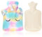 Hot Water Bottle with Cover,Removeable & Washable Soft Unicorn Bottle Cover,Natural Rubber 1 L (Yellow)