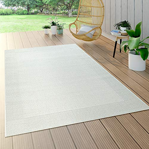 Paco Home Alfombra Exterior Interior Balcón Terraza Cocina Jardín Moderna, tamaño:120x170 cm, Color:Blanco