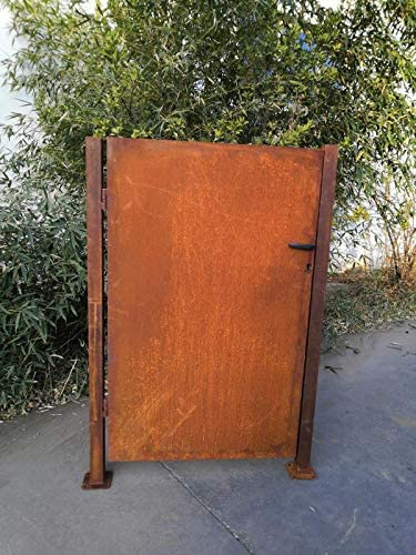 Edelrost Gartentor inkl. Pfosten aus Metall Rost (032064: 101 * 6 * 120cm)