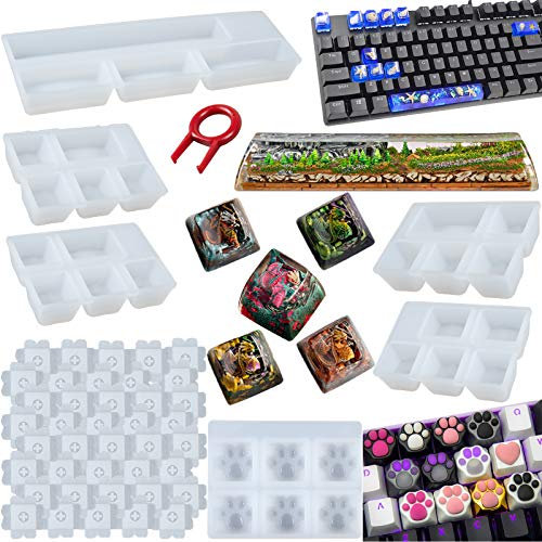 Silikonform mechanische Tastenkappen Epoxidharz Formen mit Schlüsselzieher 7er Set