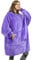 Oversized Hoodie Blanket, Warm Gifts for Women Men, Fluffy Sherpa Wearable Hooded Sweatshirt Blanket, Giant Hoodies Sweater with Front Pocket for Adults Friends, Purple