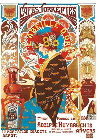 City-art-zone - Französisches Jugendstil, Vintage-Illustration, Kaffee-Wandkunst, Fotodruck, Poster, A4