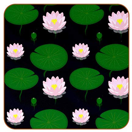 Untersetzer für Getränke, Teich mit Lilien, PU-Leder, 6 Stück, quadratische Getränkeuntersetzer, Tassen, Platzsets für Zuhause oder Bar, Einweihungsgeschenk
