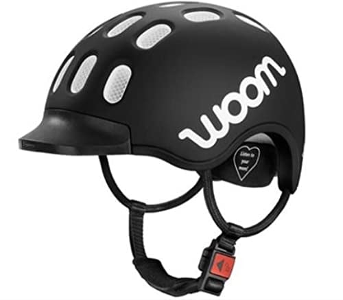 woom Kids Helm, Fahrradhelm für Kinder, mit Visier, für Jungen und Mädchen, 46–50 cm, Größe XS, Verstellbar, Aufprallschutz, Schwarz (Black)