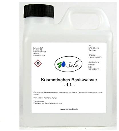 Sala kosmetisches Basiswasser parfümfrei 96% Alkohol 1 L 1000 ml Kanister