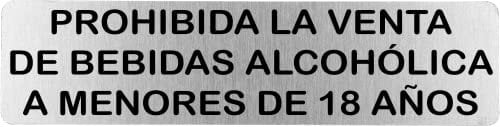 Becral® - Señal de acero inoxidable PROHIBIDA VENTA ALCOHOL | Placa puerta | Señal informativa | Cartel Puerta 200X50mm (ref.RD707056)