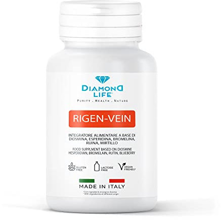 RIGEN-VEIN Integratore Nutraceutico con Diosmina Esperidina Micronizzate e Mirtillo per Vene Varicose, Gambe Gonfie, Capillari Rotti e Microcircolo - 60 Compresse