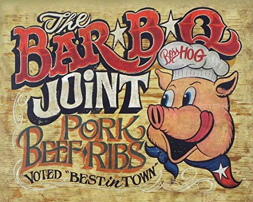 New Vintage Retro Blechschild The Bar BBQ Joint Pork Beef Ribs Home Garage Bar Club Hotel Wanddekoration Schilder Vintage-Stil Eisenmalerei für Zuhause Mann Höhle Bar Café Küche Wanddekoration 30,5 x