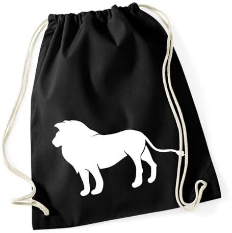 Huuraa Turnbeutel Löwe Silhouette Geschenk 12 Liter Black Baumwolle Löwe Präsent