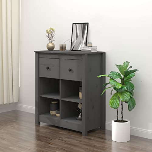 puraday Sideboards Kommode Vintage Sideboard Vintage Schubladenschrank Schrank Mit Schubladen Sideboard Wohnzimmer Komodenschrank Kommode Holz Sideboard Holz Grau 70x35x80 cm Massivholz Kiefer