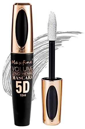 5D Silk Fiber Mascara Waterproof Long-Lasting Not Blooming Eye Lashes Mascara Thick Curling Lengthening Volume Mascara Fast Dry Eyelashes Curls Extension Make-Up #03 White