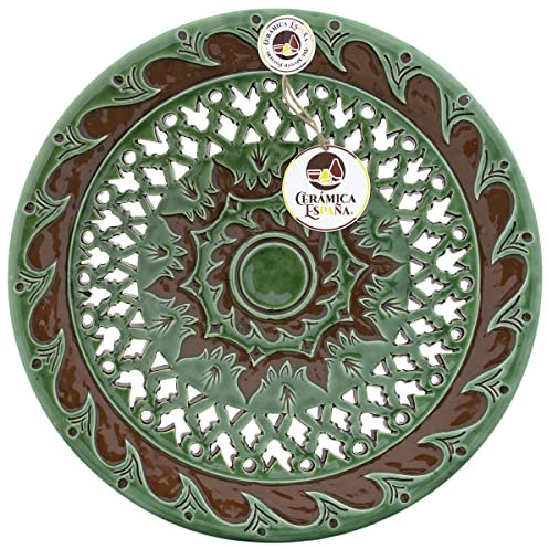 CERÁMICA ESPAÑA | Plato decorativo para colgar en pared | Plato de pared | Plato pared | Plato cerámica | Modelo D12 | Decoración 100% Hecho a mano | 30x30x3.5 cm