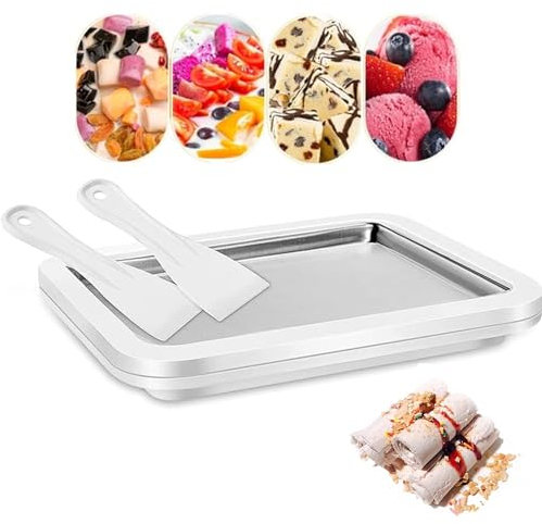 KOLENSA Machine à Yaourt et Sorbet Glacés - Plateau Instantané Avec 2 Spatules - Crème Glacée Douce Maison - Milkshake, Gelato, Smoothie aux Fruits