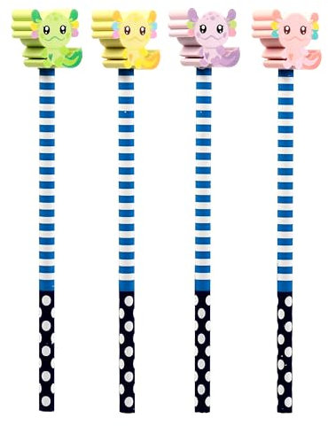 Bleistift- und Radiergummi-Aufsatz, Axolotl (Salamander) Zoo & Wildlife Themed Gifts