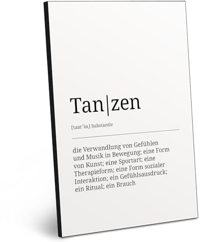 ARTFAVES® Worterklärung Tanzen | Wortdefinition Bild als Geschenk | Schild Holzbild mit Spruch zum Thema Tänzer