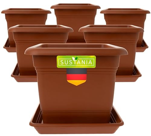 2friends Sustania Grand bac à Plantes extérieur, Set de 6-40x40 Pot de Fleurs Robuste, Grand bac à Fleurs, Cache-Pot en Terre Cuite, Pot de Plantes Haut pour Jardin & terrasse