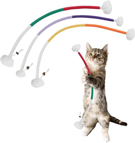 Lucxhcky Lot de 3 jouets interactifs en corde de sisal pour chat - Jouets à mâcher pour le nettoyage des dents (couleurs mélangées)