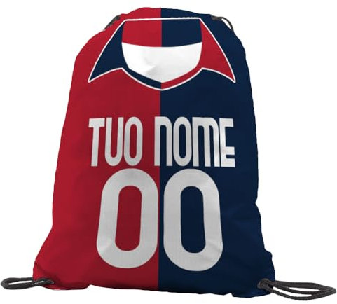 quickgadget Sacca Ginnastica GYMBACK Sport 2024 per Tifoso Cagliari - Sacchetto Sportivo Calcio Fashion Borsa, Piscina, Zaino,portascarpe Scuola, Uomo Donna Bambino, Personalizzato con Nome e Numero