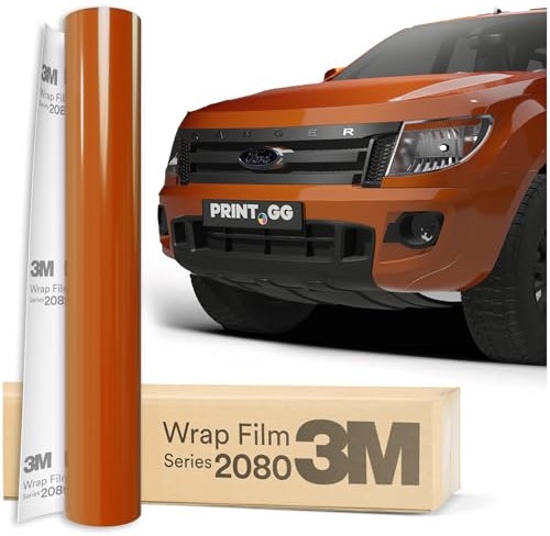 PRINT.GG Autofolie 3M 2080 Dunkelorange G24, 152 x 60 cm, Selbstklebende Folie Car Wrapping Folie, Robuste Lackschutzfolie Auto, Motorrad, Boot, Auto Folie mit hervorragender Haftung