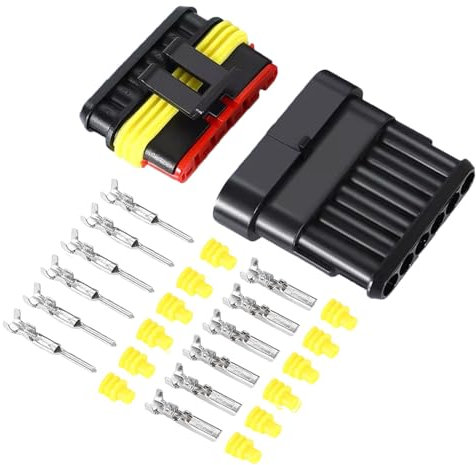 Aiqeer 5 Set 6 Pin Auto Impermeabile Elettrico Cavo Connettori, Kit Presa Spina Connettore Elettrico Impermeabile Auto