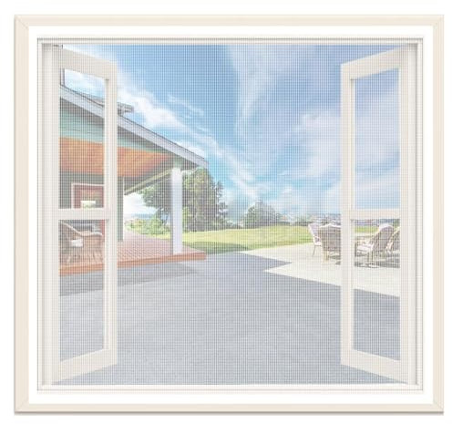 Fibre de Verre Moustiquaire Blanc W75 x H120cm Window Insect Mesh,Moustiquaire,Filet Anti-Moustique,avec Rouleaux de Rubans Auto-adhésifs