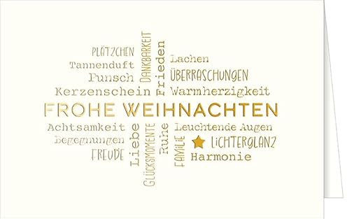 Hanra Stilvolle Weihnachtskarte mit internationalen Text und Wünschen, Weihnachten, International, Premium Grußkarte, Glückwunschkarte,11,5x17 cm