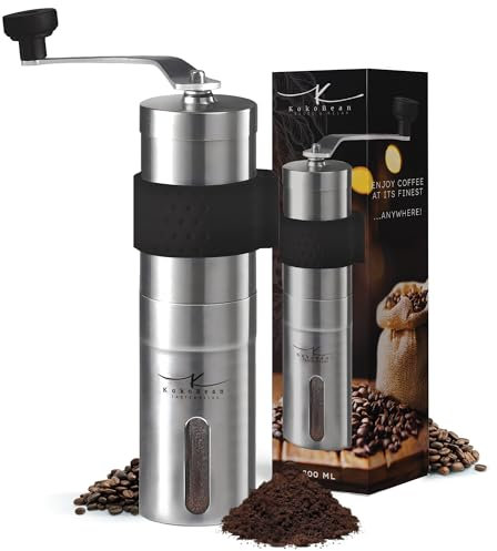 KoKoBean Manual Coffee Grinder - Coffee Bean Grinder, For Home Use, For Office Use, For Travelling and Camping, Portable and Durable - Stainless Steel