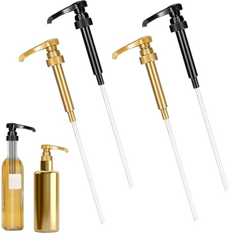 4-Pack Universal Fit Syrup Pump for Coffee Syrups, Beverage Dispensers, and Flavoring – Easy to Use, Durable Pump for Syrup Bottles – Fits Most 750ml to 1L Bottles