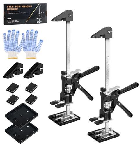 MaxAwe 2Pcs Labor Saving Arm with 2 Descent Speeds, 39cm Handheld Jack Tool, 400kg Plasterboard Lifter, Portable Tile Height Adjuster, Lifting Device for Installing Cabinets, Doors, Windows, Furniture