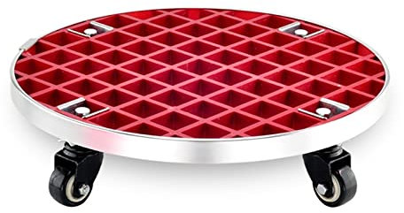 Blumentopfständer aus Metall mit Rollen und tragbarem Rollcontainer für große Pflanzgefäße, beweglicher Blumentopfwagen mit Tablett, 43 cm, Rot