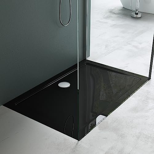 Mai & Mai Duschwanne 100x140x4cm Duschtasse aus hochwertigem Acryl Faro in Schwarz Form: Rechteckig