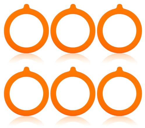 6 Stück Einmachgummis Gummiringe Einweckgummi für Gläser Innendurchmesser 6,8 cm Dichtringe Silikon Glasdichtungen Auslaufsicher Einmachringe Orange Weich Ersatz Einkochringe Einmachgummiringe