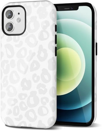 Svanove Cheetah Print Phone Case for iPhone 12/12 Pro Case Girly Trendy Leopard Pattern, Retro Cool Animal Print, Luxury Cute Case for Women, Aesthetic Y2k Hard Shell Plastic, White