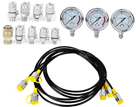 Kit per Test della Pressione Idraulica, Kit per Test della Pressione Idraulica Portatile Manometro Idraulico Tester per Apparecchiature Idrauliche Strumento per Test della