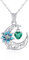 Qings May Emerald Green Birthstone Necklace Sterling Silver 925 Crescent Moon Birth Flower Lily Pendant Necklace Birth Stone Birthday Gifts for Women Mom Wife