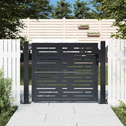 Juroupi Garden Gate Anthracite 105x80 cm Steel Square Design,Gate Garden Gate,Garden Entrance Security Gate,Garden Fence Gate