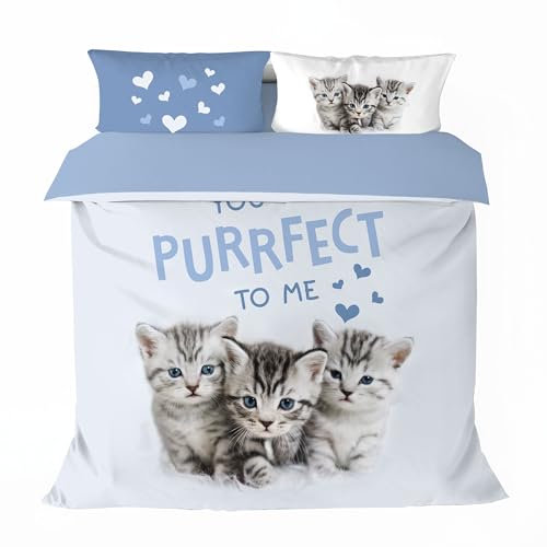 LA DOLCE CASA | Bettwäsche-Set für Doppelbett mit Druck, 100 % Baumwolle, Set mit Bettbezug 200 x 250 cm und 2 Kissenbezügen 50 x 80 cm, Linie Mr. Cotton, Druck You're Perfect to Me