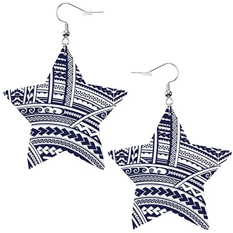 Blaue polynesische Maori-Stern-Ohrringe, leicht, Leder, geeignet für Damenmode, Geburtstagsparty, Einheitsgröße, Kunstleder