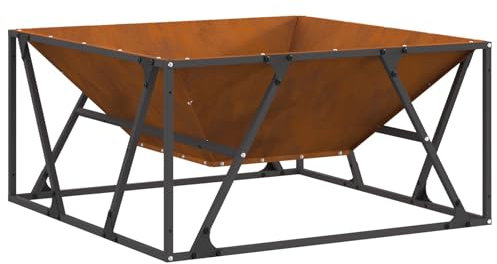 vidaXL Braise Marron 80 x 80 x 40 cm Acier, Brasero de Jardin élégant, Design Moderne et Durable, en Acier carré, Portable pour Chauffer l'extérieur
