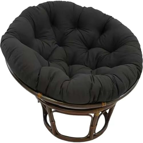 JORTUIO Rundes Polster für Papasansessel,Ersatzpolster Papasan,Bodenkissen Gepolstert Sitzkissen Krabbeldecke Hängesessel Für Korbsessel Outdoor Gartenmöbel Sitzauflage Auflage(Schwarz,110x110cm)