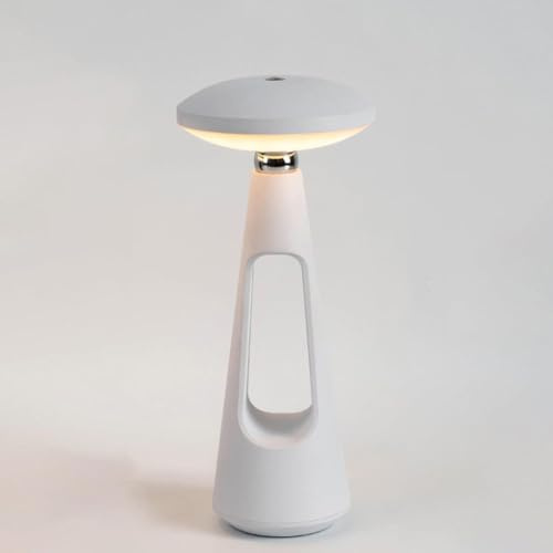 AoLa LED Kabello Tischlampe Akku 1200mAh, 360° Drehbare mit Touch Dimmbar Tischleuchte Pilz Abtrennbares Magnetisch Nachtlicht Modern 3 Lichtfarben Wiederaufladbar Mushroom Nachttischlampe,Weiß