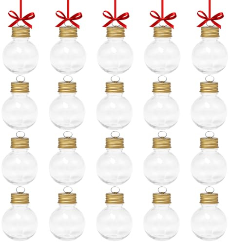 Neikafan Weihnachtsflaschen zum Befüllen 20Stk Durchsichtig Weihnachtskugel | Weihnachtskugeln Selbst zum Befüllen aus Kunststoff Christbaumkugeln Plastik für Weihnachten, Geburtstag, Hochzeit Deko